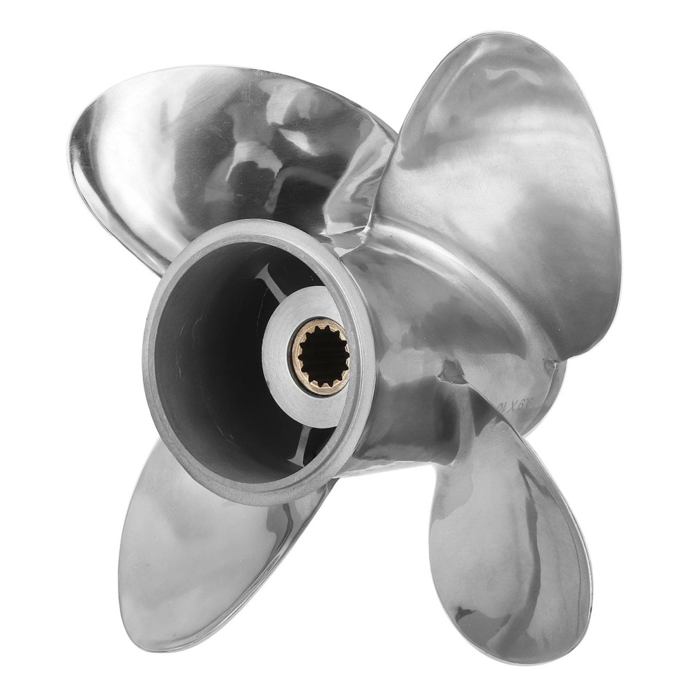 9.9x10 RH Stainless Steel Outboard Propeller for Johnson 15-35HP - 4-Blade, 14 Spline