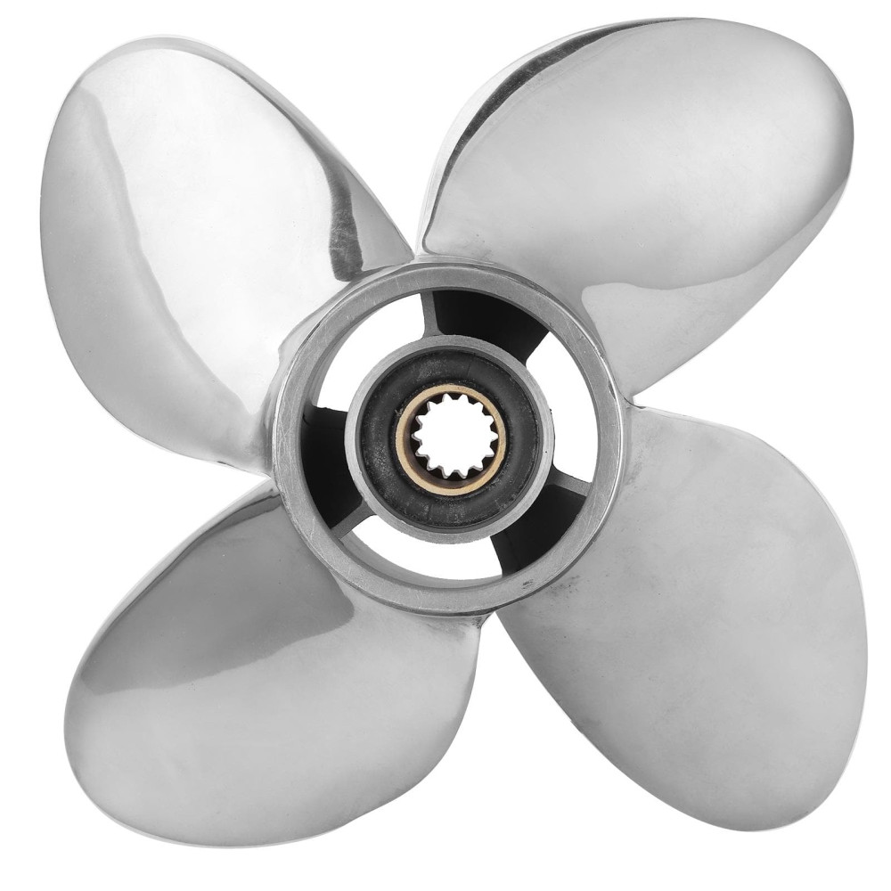 9.9x10 RH Stainless Steel Outboard Propeller for Johnson 15-35HP - 4-Blade, 14 Spline