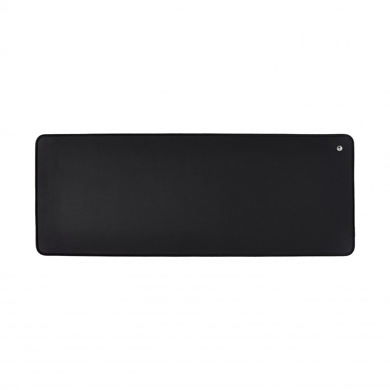 Black rectangular grounding mat with button connector in corner