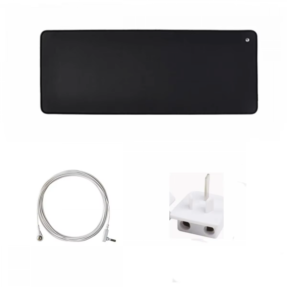 Grounding Mat Texture and Layers Black earthing mat showing textured back layer and snap connector