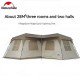 Naturehike large camping tent with 3 rooms and 2 hall areas, total space of about 28m²