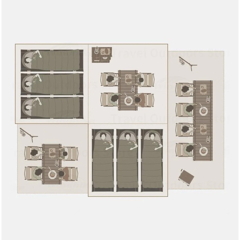 Naturehike large camping tent with 3 rooms and 2 hall areas, total space of about 28m²