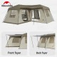 Naturehike VillageSuite tent showing separate front and back foyers with extended shade covers