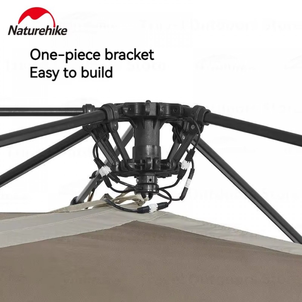 Close-up of one-piece bracket system used in Naturehike VillageSuite tent for fast setup