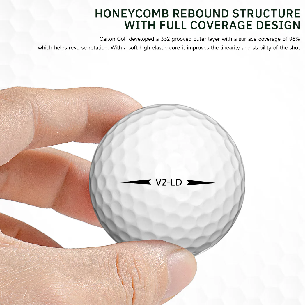 Box of 100 Caiton white 2-layer golf balls designed for practice and recreational golf.