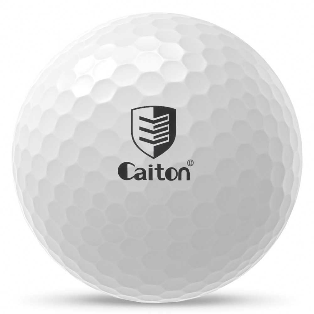 Caiton 3-Layer Golf Balls White Caiton 3-layer golf ball featuring a dimpled surface with black Caiton logo and branding.