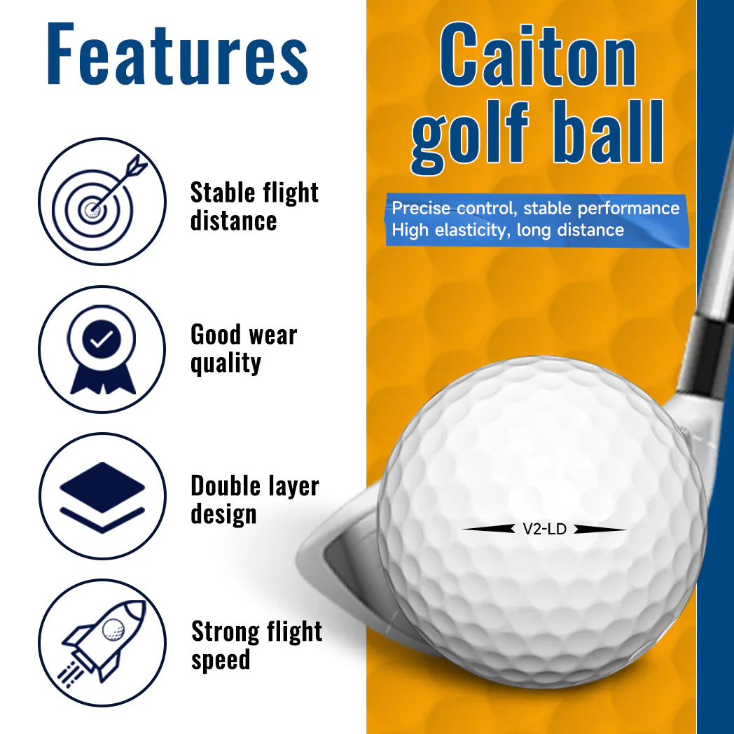 Box of 50 Caiton white 2-layer golf balls designed for practice and recreational golf.