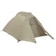 Fully assembled Big Agnes C Bar Backpacking Tent with rainfly, single door and vestibule for gear storage.