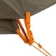 Detail of fly attachment clip securing the rainfly to the tent pole on the Big Agnes C Bar Tent.