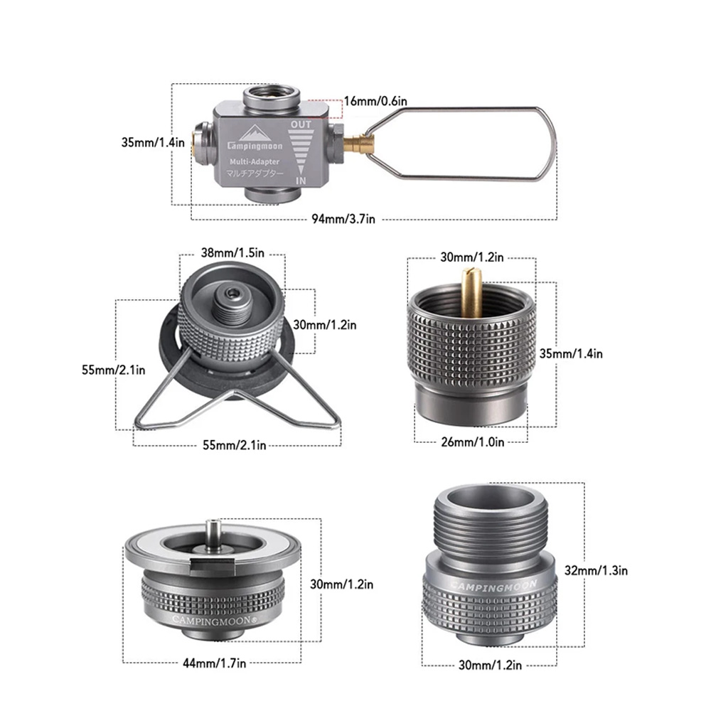 Campingmoon Gas Stove Adapter Plus Stove Refill Adapter - Practical and Lightweight Outdoor Tool for Camping and Hiking.