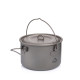 Image of a lightweight titanium pot with folding handle and measurement marks by Widesea.