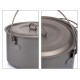 Image of a lightweight titanium pot with folding handle and measurement marks by Widesea.
