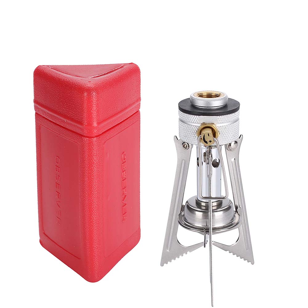 Compact and lightweight outdoor gas stove, made from high-strength alloy, perfect for efficient and convenient cooking during camping trips.