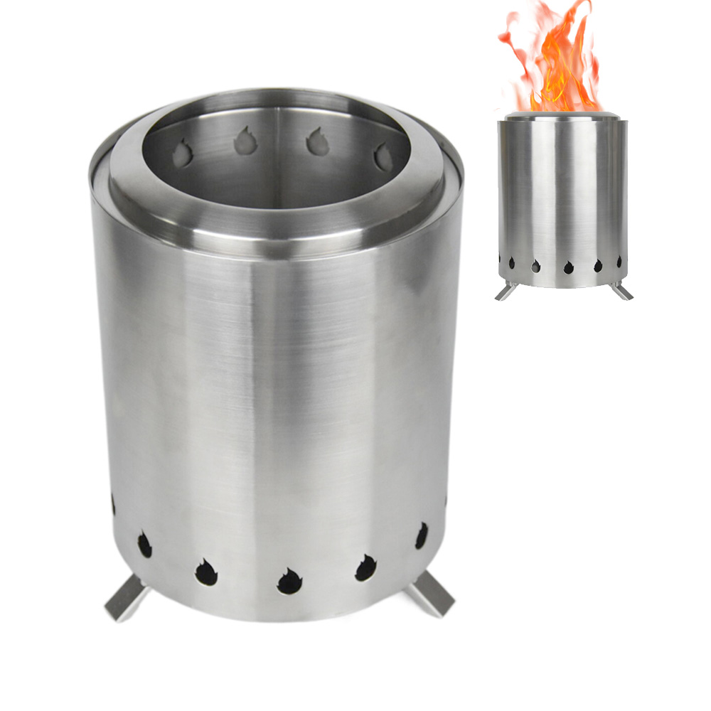 Stainless Steel Wood Stove Smokeless Fire Pit for Outdoor Cooking