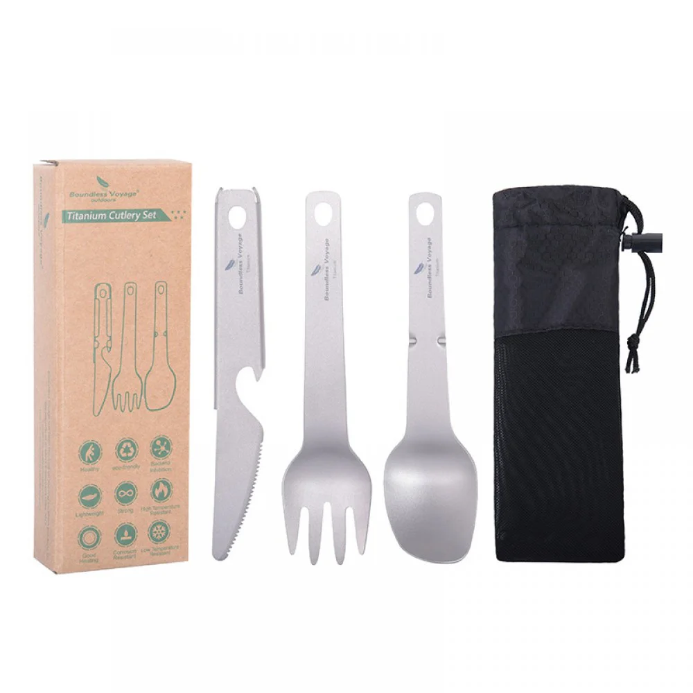 Boundless Voyage Titanium Cutlery Set 3-Pieces Boundless Voyage Titanium Cutlery Set 3-Pieces