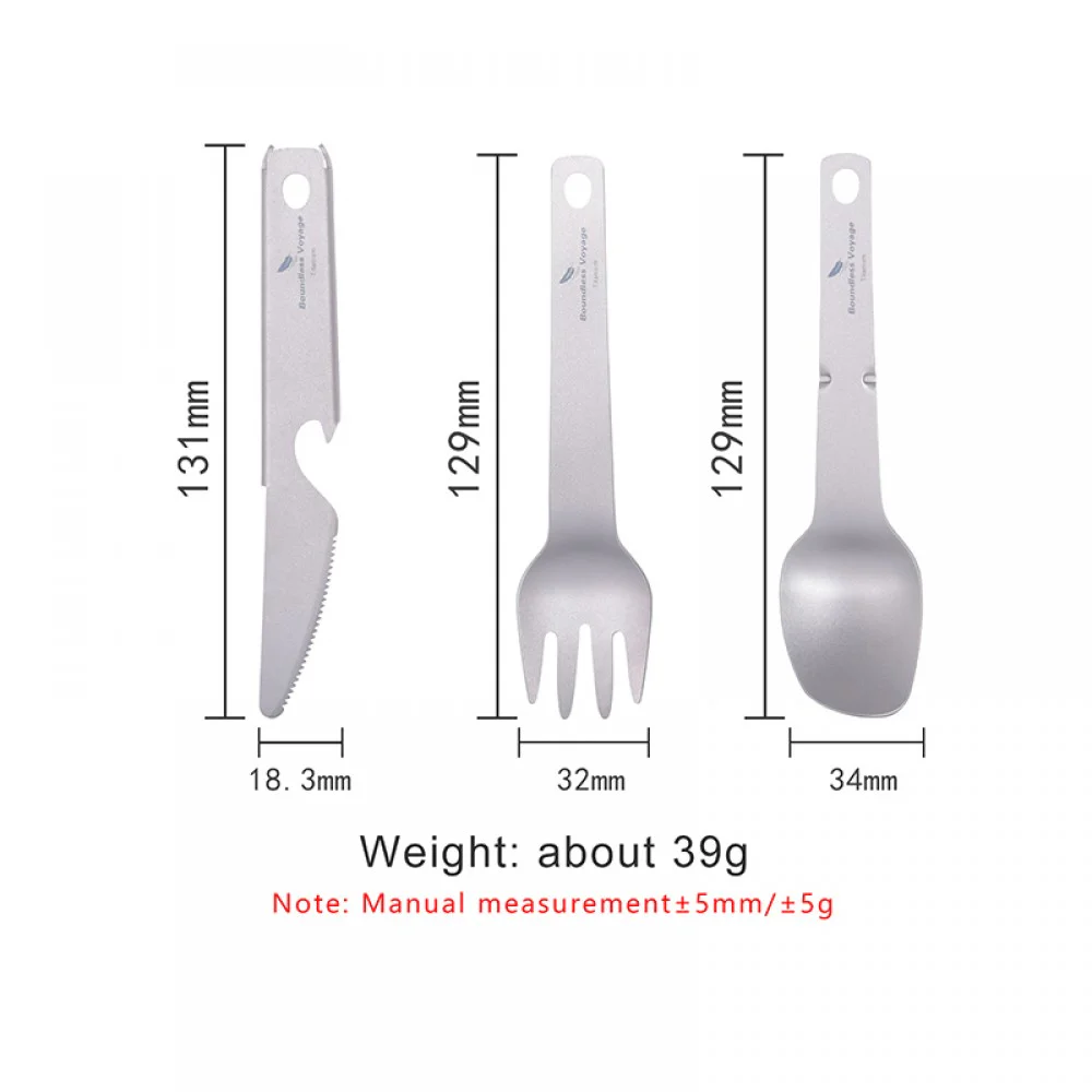 Boundless Voyage Titanium Cutlery Set 3-Pieces Boundless Voyage Titanium Cutlery Set 3-Pieces