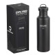 Black Titanium Camping Water Bottle 700ml with wide mouth and neoprene sleeve