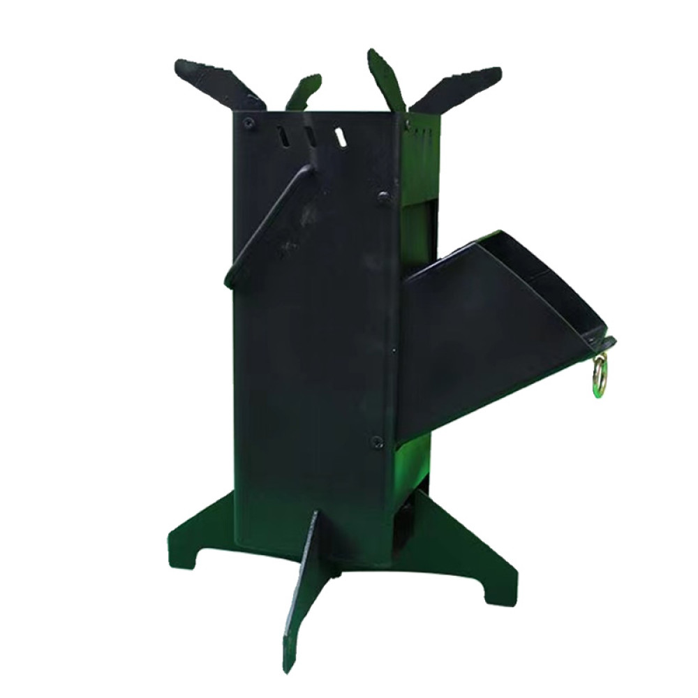 Heavy-Duty Foldable Rocket Stove in black color