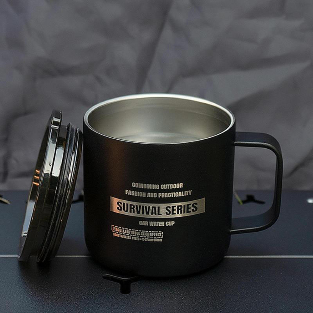 Stainless Steel Insulated Camping Mug With Lid - 350ml