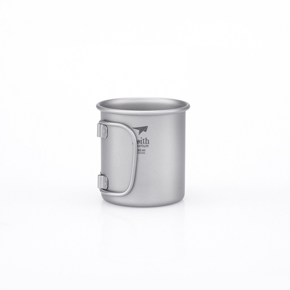 Keith Ti3200 Titanium Mug with Folding Handle for Easy Storage