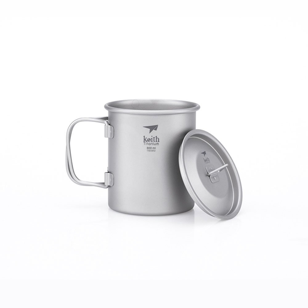 Keith Titanium Mug with Folding Handles & Lid - 300ml