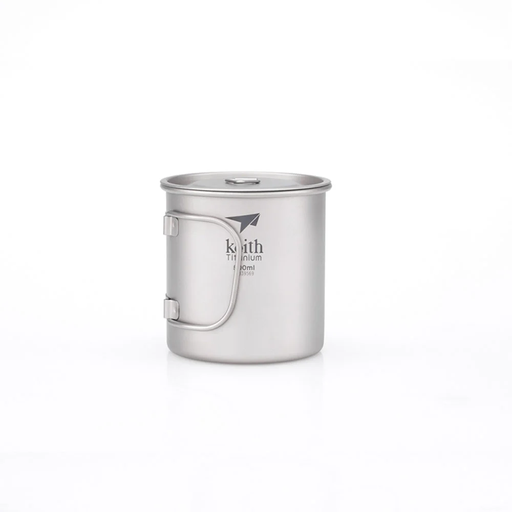 Keith Titanium Mug with Folding Handles & Lid - 500ml Keith Titanium Mug with Folding Handles & Lid - 500ml