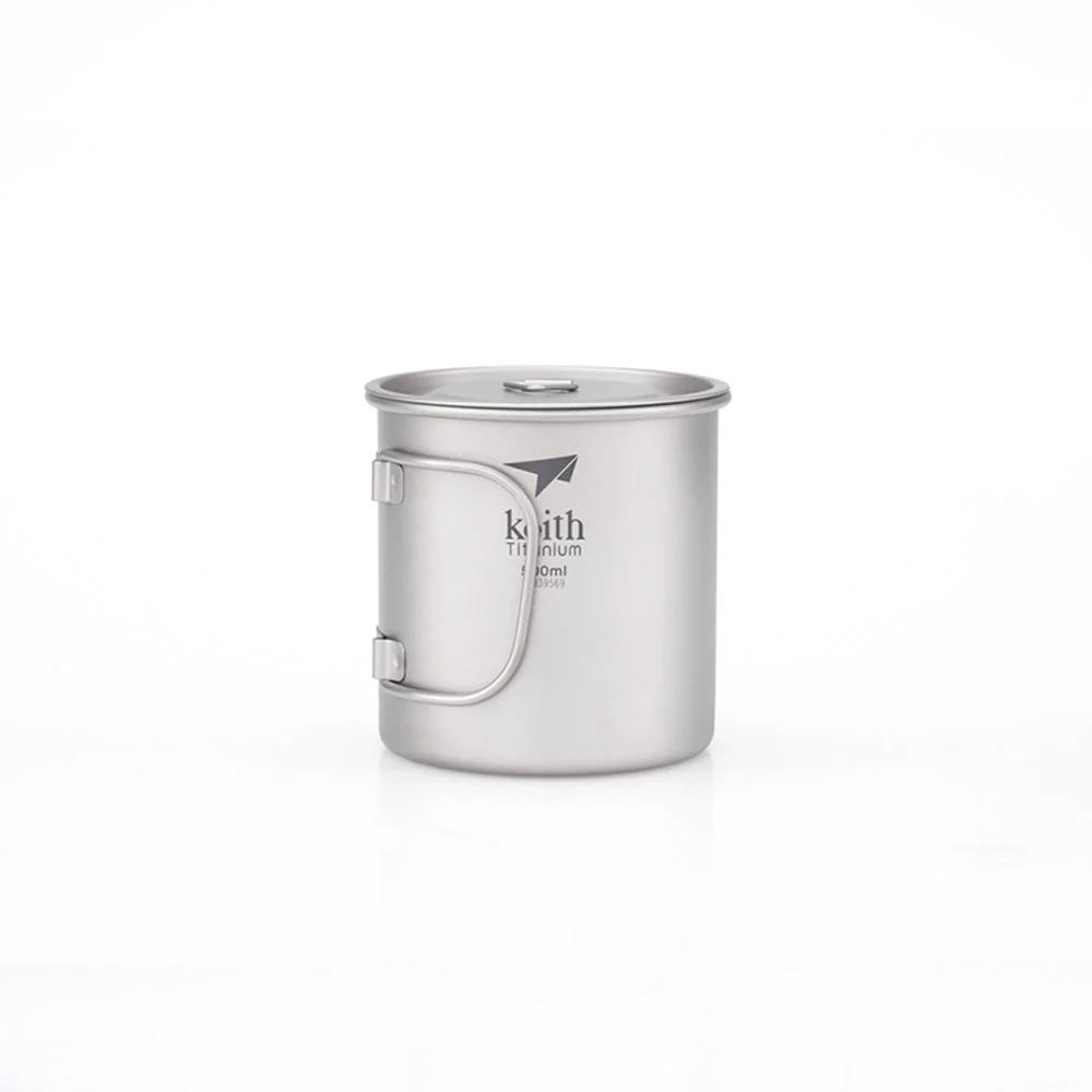 Keith Titanium Mug with Folding Handles & Lid - 500ml Keith Titanium Mug with Folding Handles & Lid - 500ml