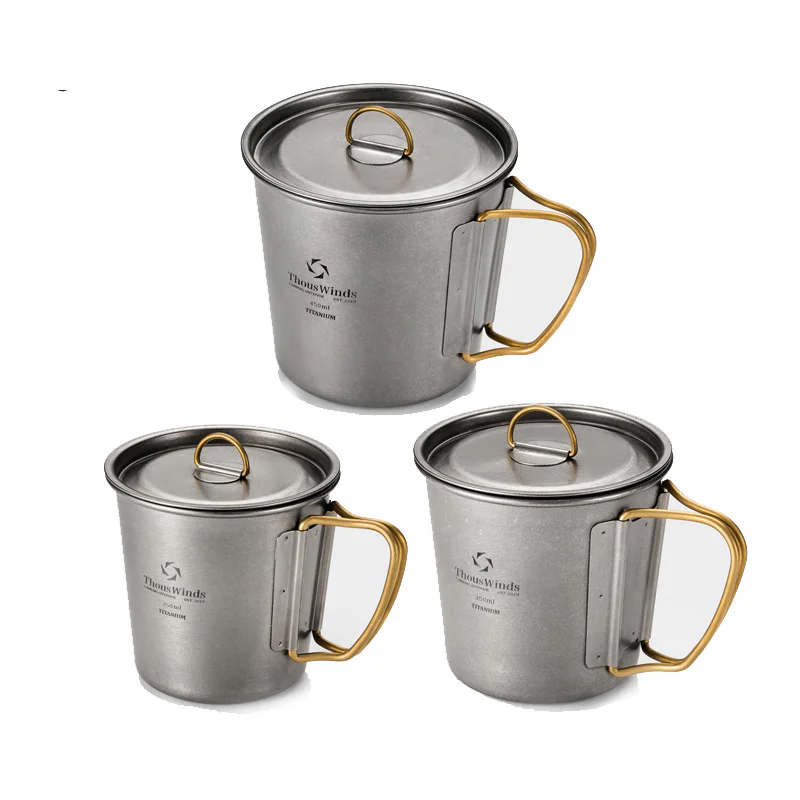 Thous Winds Ti-SINGLE Titanium Camping Cup Outdoor Mug Tableware Set Lightweight TA1 Titanium Cup Kettle Hiking Camping Supplies - 18