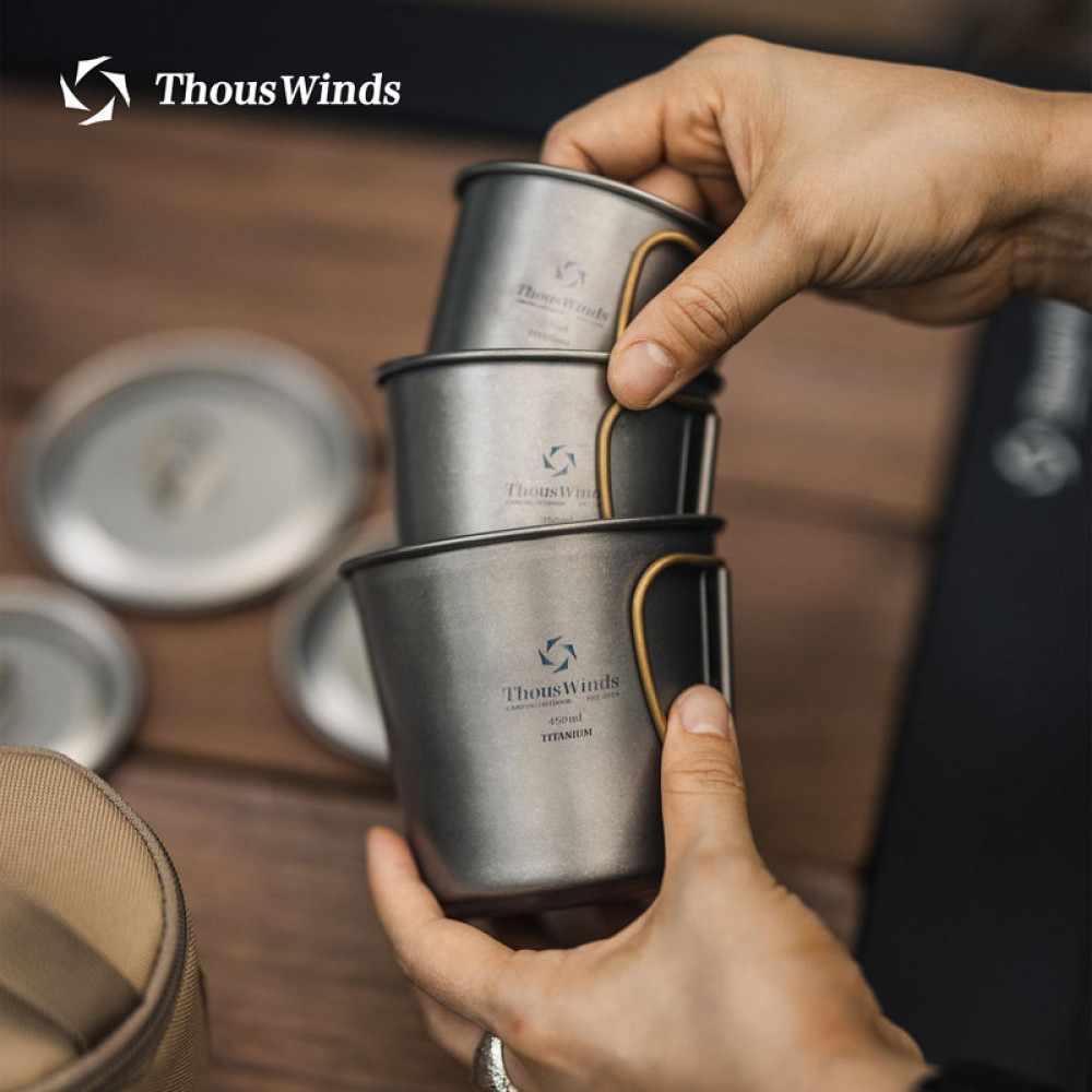 Thous Winds Titanium Camping Mug Set in different sizes