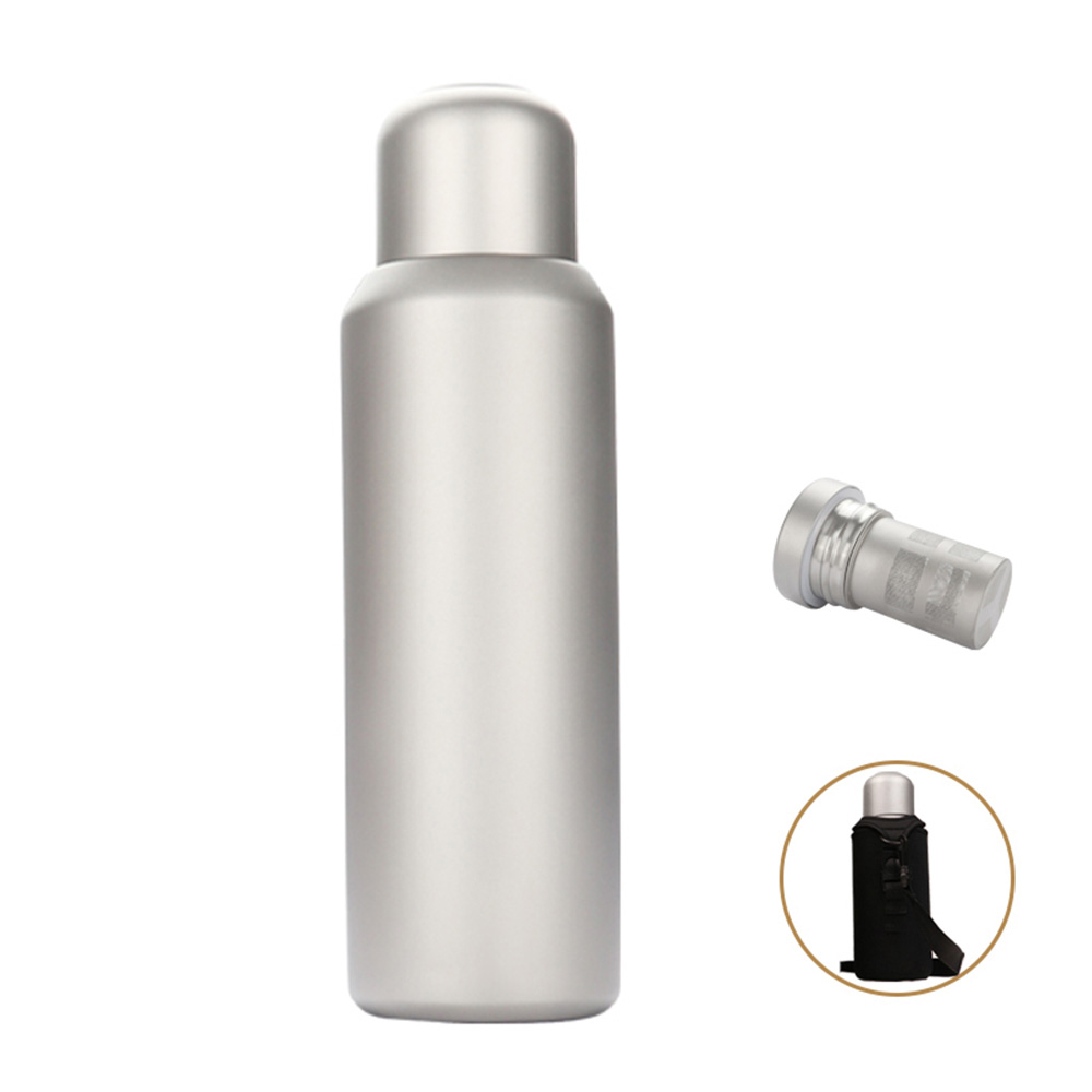 1.5L Titanium Water Bottle with Strainer and Sleeve - Leak-Proof and Lightweight for Camping & Hiking