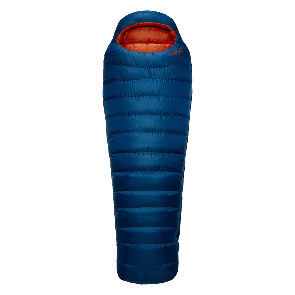 Warm and sustainable Ascent 700 Down Sleeping Bag in a wide mummy shape.
