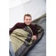 Olive-colored mummy-style sleeping bag by Coleman suitable for all seasons.