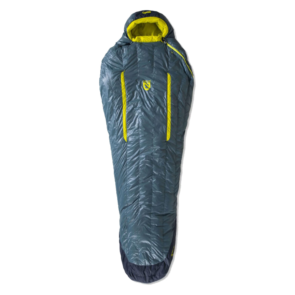 Nemo Kayu sleeping bag with 800FP down insulation and body-mapped design for optimal warmth.