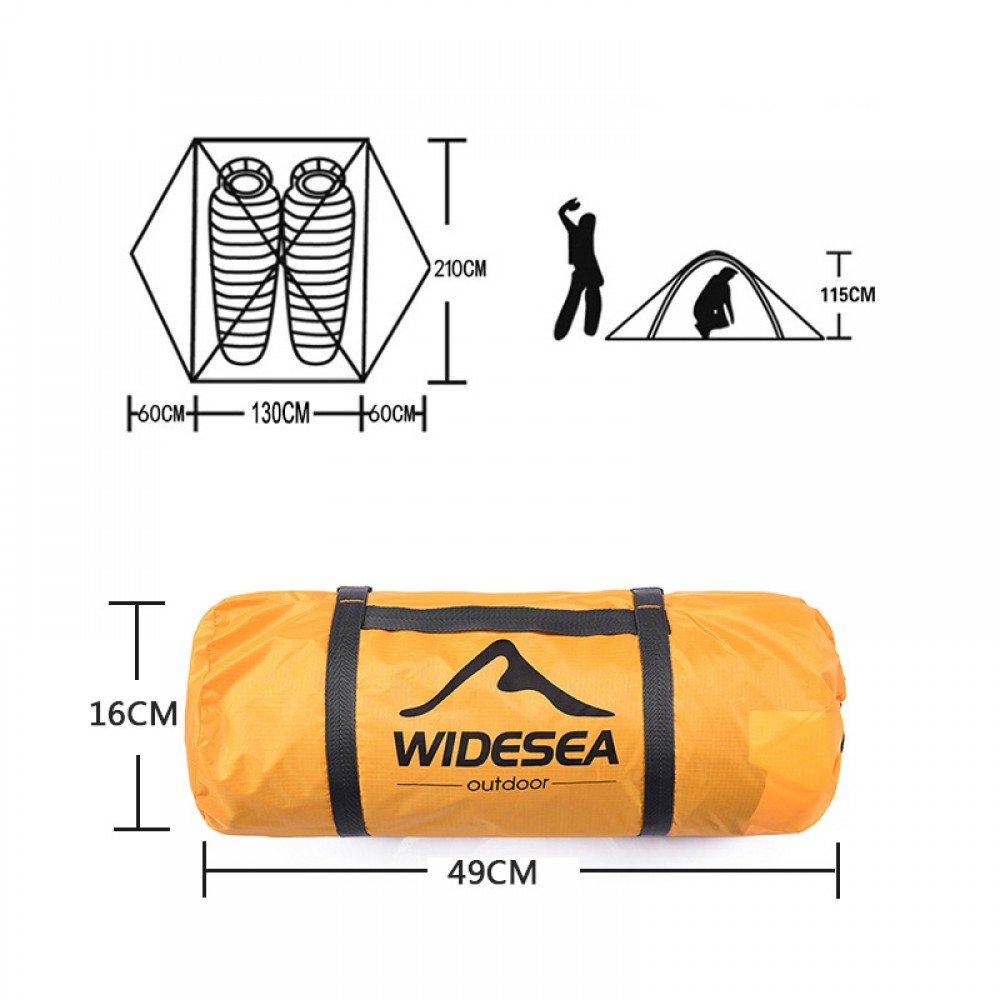 Widesea tent with aluminum poles, designed for 3 and 4 seasons, suitable for two users.