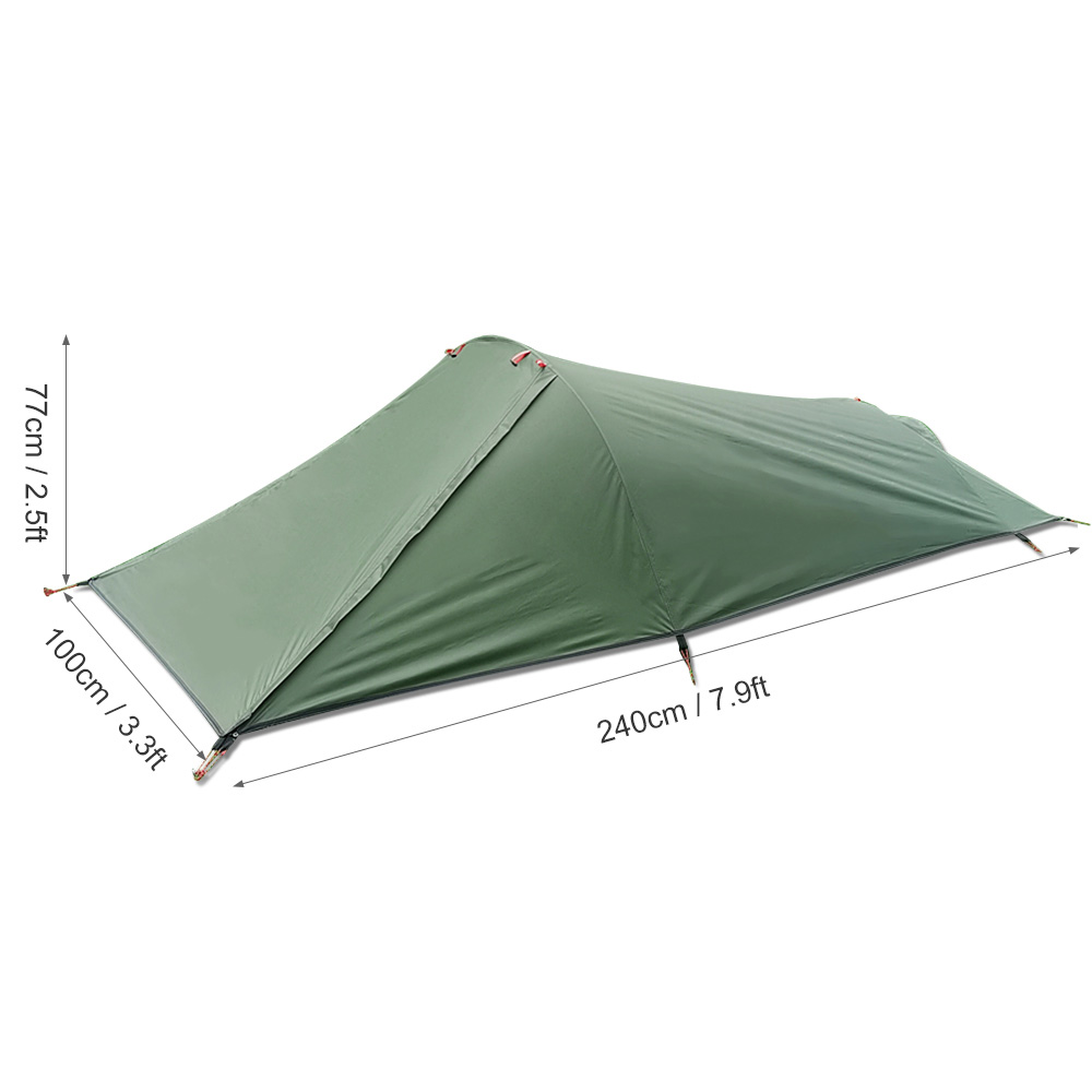 Ultralight Four-Season Tent in Army Green/Earthy Brown, equipped with aviation aluminum poles and breathable mesh, perfect for diverse outdoor activities.
