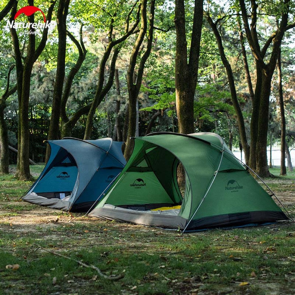 Naturehike Bear-UL 2 Double Tent in Green/Navy Blue, 20D Waterproof Fabric, 700D Aluminium Alloy Poles, Ideal for Camping and Hiking
