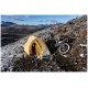 Lightweight and eco-friendly bikepacking tent, designed for space efficiency and durability.