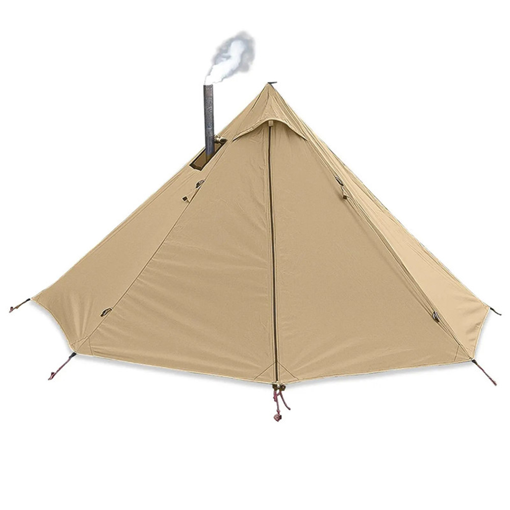 Top Lander 1-Person Teepee Hot Tent with Stove Jack in khaki color