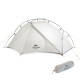 Naturehike VIK ultralight camping tent for 1 person in a 3 season use, waterproof and windproof with automatic magnet closure, 7001 aluminum alloy poles and storage net pocket for small items, and zippered doors for easy access and ventilation.