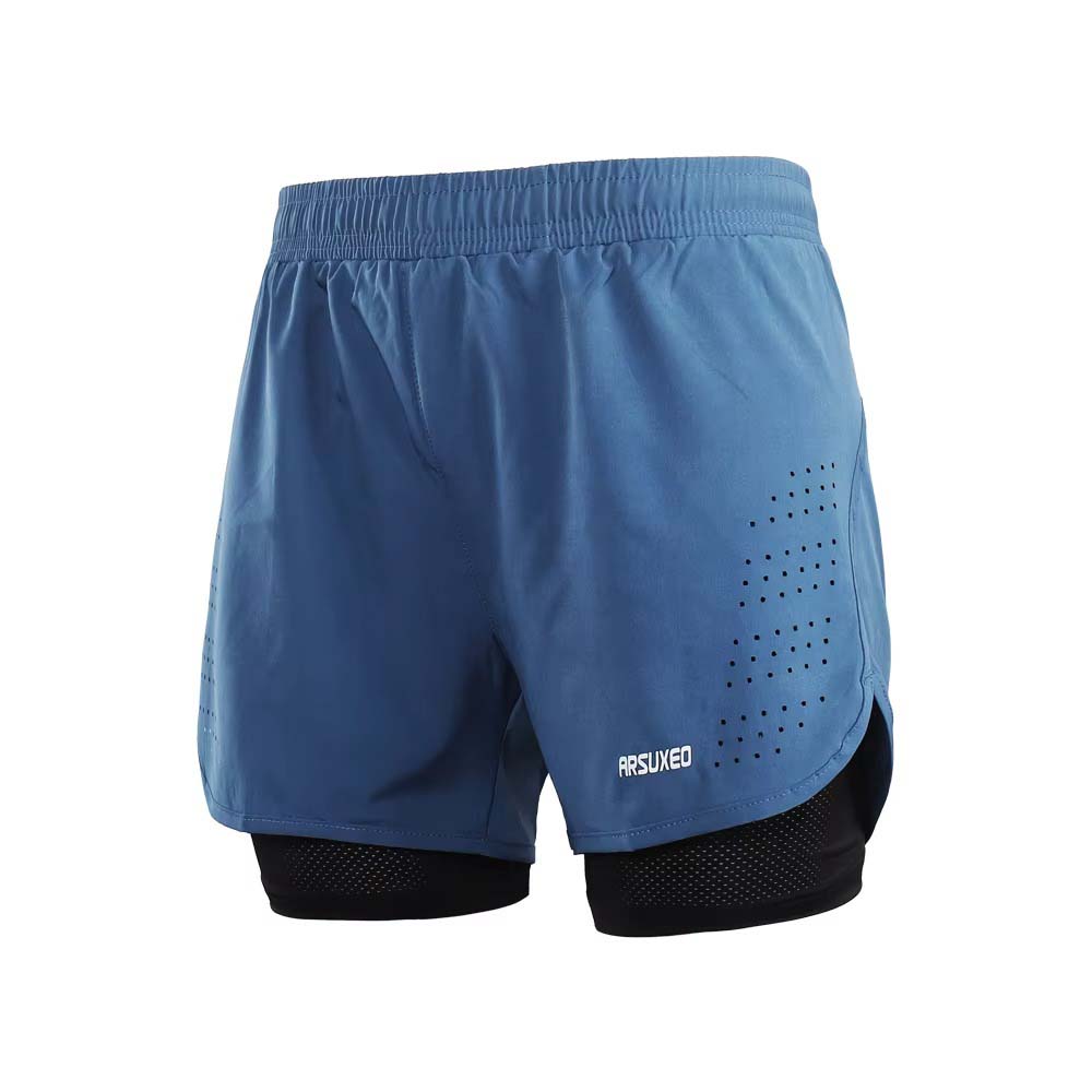 Black ARSUXEO Men’s Quick Dry 2-in-1 Running Shorts