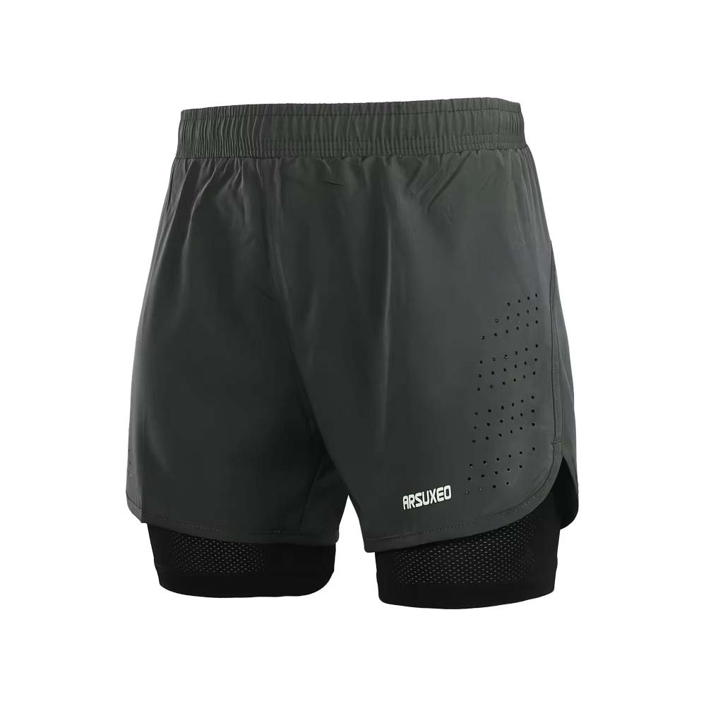 Black ARSUXEO Men’s Quick Dry 2-in-1 Running Shorts
