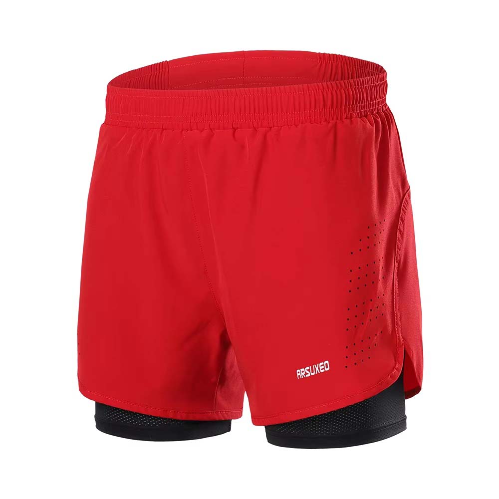 Black ARSUXEO Men’s Quick Dry 2-in-1 Running Shorts