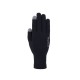 Black Extremities glove with grey touchscreen tips on thumb and two fingers, shown flat with logo on back of hand.