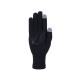 Black Extremities glove with grey touchscreen tips on thumb and two fingers, shown flat with logo on back of hand.