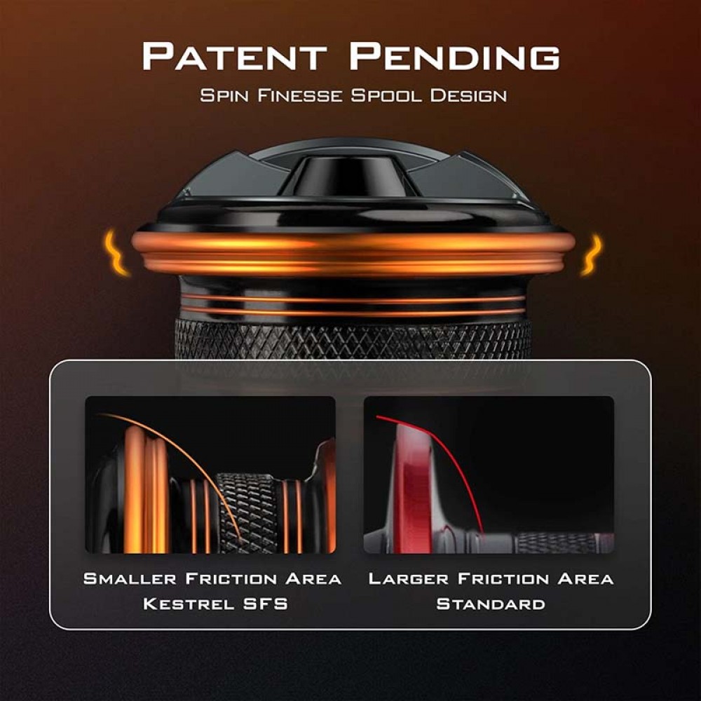 KastKing Kestrel 1000 SFS Carbon Body Spinning Reel showcasing its sleek design and premium components
