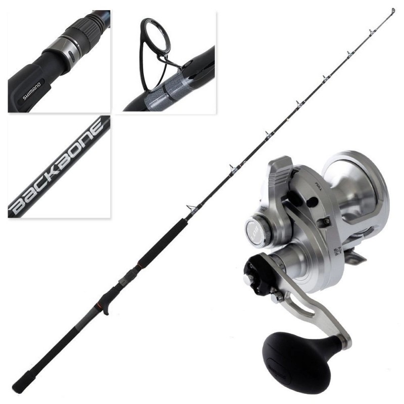 Shimano Speedmaster LDII 12 overhead reel paired with Backbone jigging rod for offshore saltwater fishing