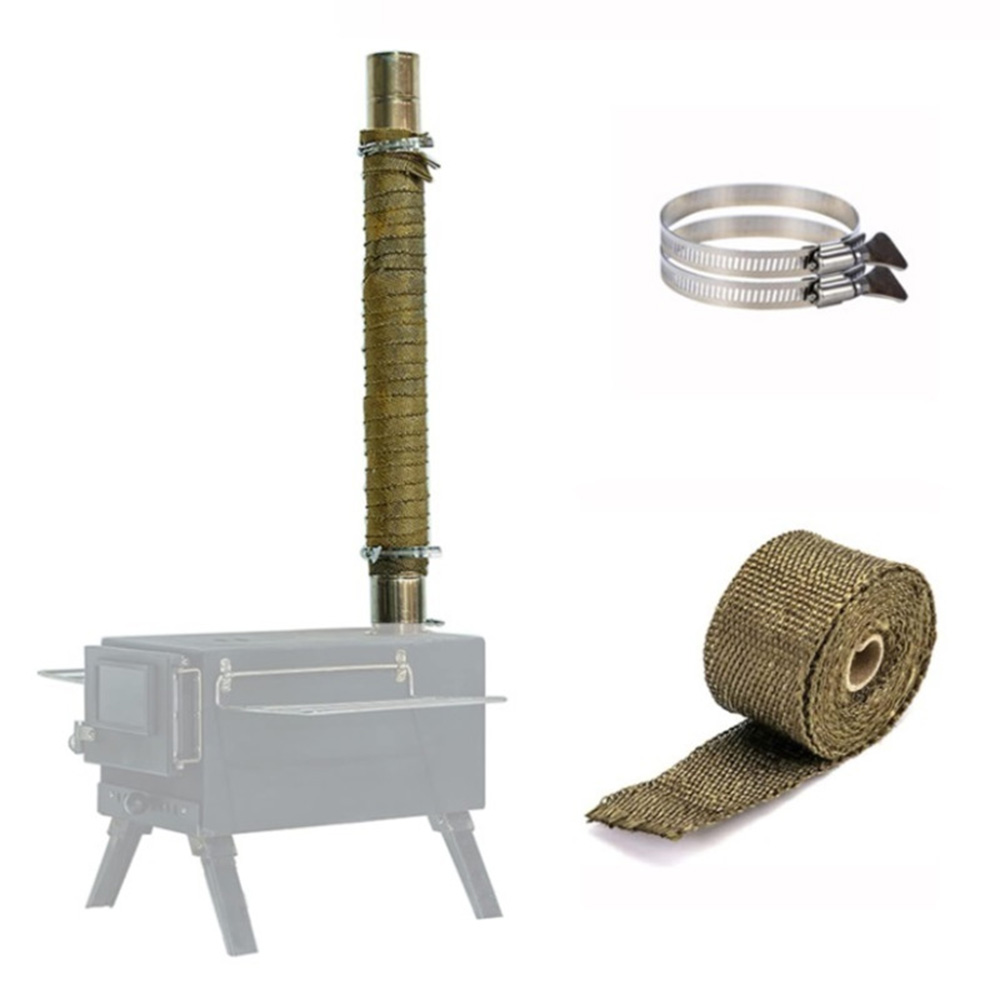 Hot Tent Stove Chimney Fireproof Ribbon With 2 Adjustable Clamps