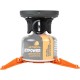 Jetboil Zip Cooking System on JetPower Fuel – Side View Jetboil Zip Stove Mounted on JetPower Fuel Canister with Stabiliser Legs