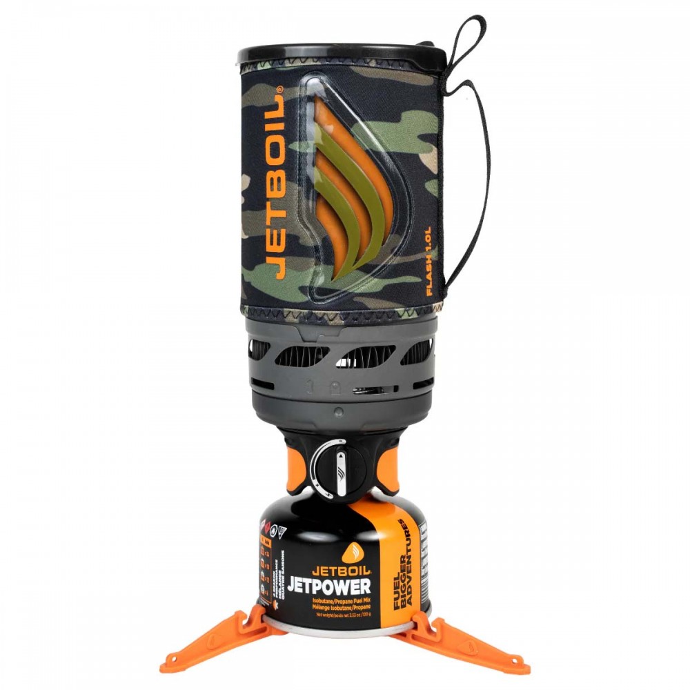 Jetboil Flash 1.0L Camping Stove – Dark Camo Version Jetboil Flash 1.0L Cooker – Dark Camo Sleeve Design with Fuel Canister