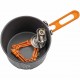 Jetboil Stash Interior – Packed Stove and Accessories Inside Pot Jetboil Stash pot opened to reveal internal storage of burner and tripod stabilizer